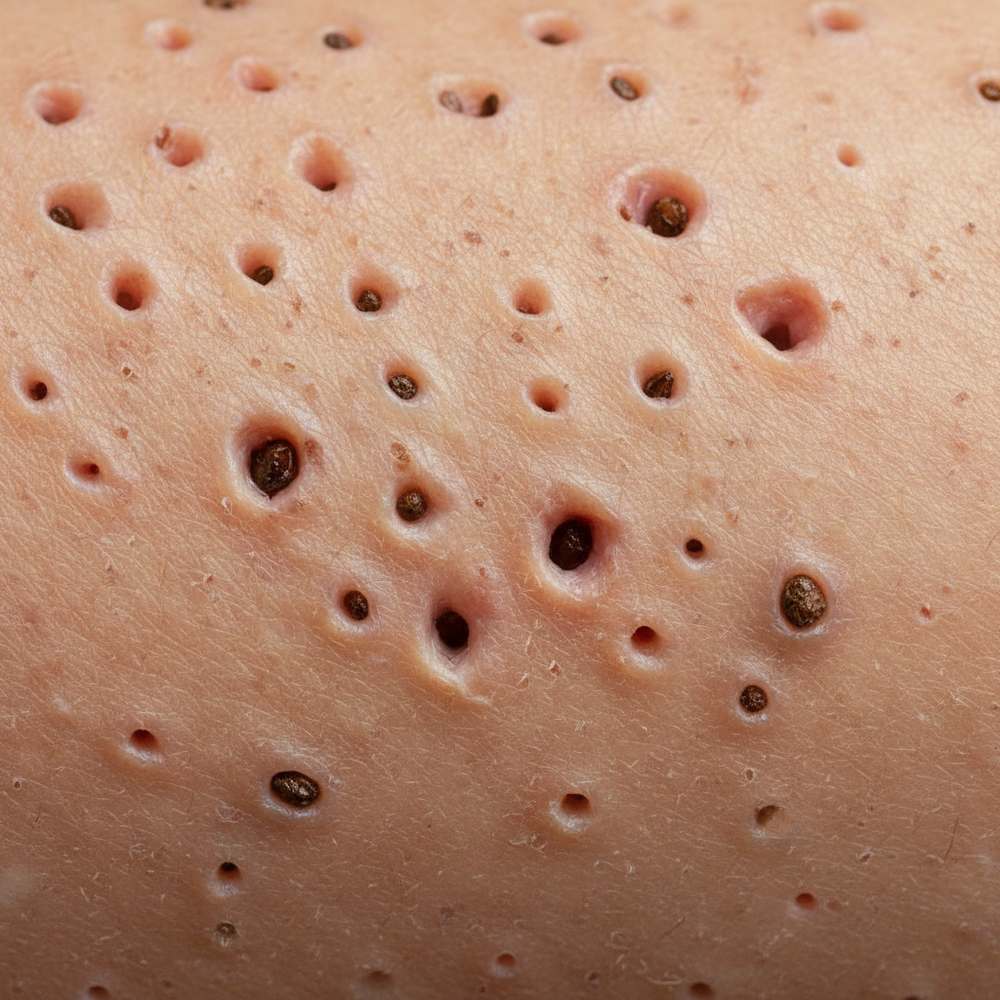人の皮膚に大小の無数の穴